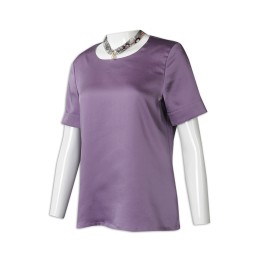HL022 order purple hotel attendant uniform supply round-collared short-sleeved hotel uniform hk center hotel uniform HL022 order purple hotel attendant uniform supply round-collared short-sleeved hotel uniform hk center hotel uniform